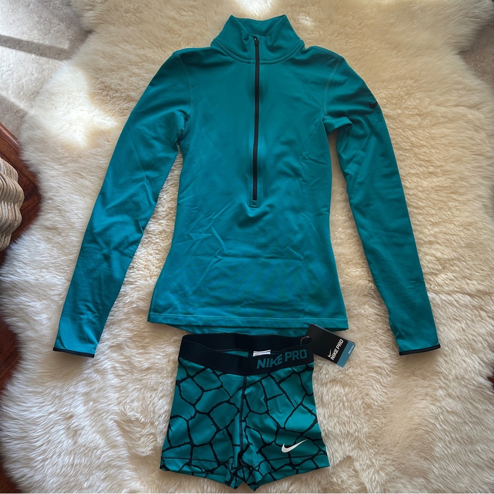 Nike Teal Long Sleeve and Shorts Set